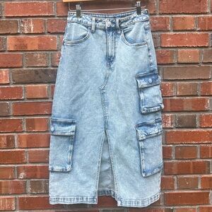 Wild Fable Denim Cargo Midi Skirt Size S